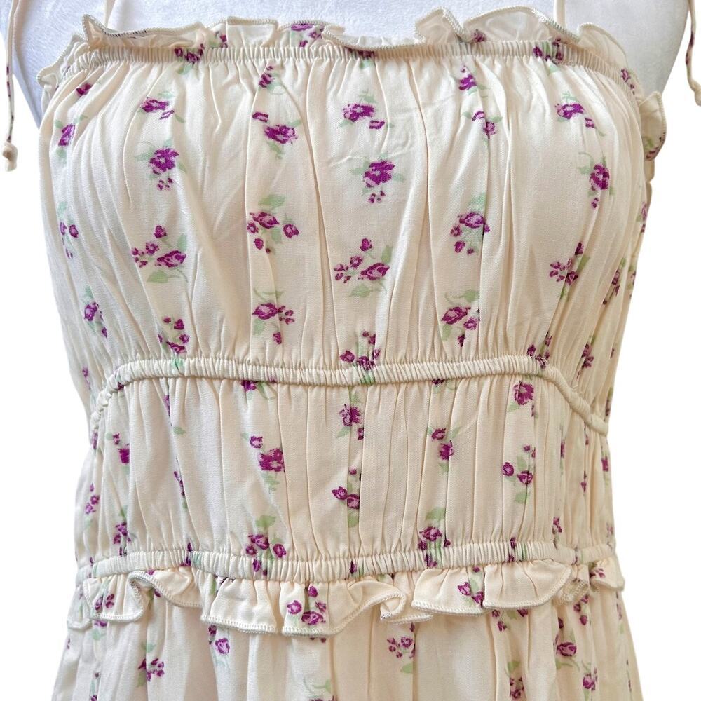 Milk Maid Ruffles Cottagecore Dainty Floral High-Low Tiered Maxi Dress M - Picture 3 of 13
